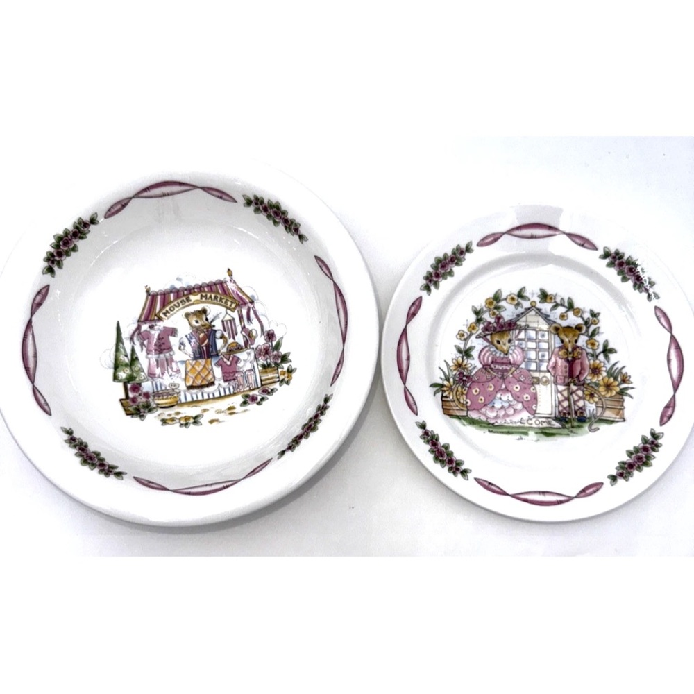 Vintage China Maisie Mouse Children's Cereal Bowl & Cookie Plate by Hammersley